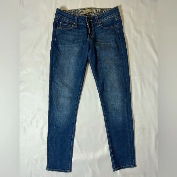 Paige Roxie Crop Skinny Medium Wash Denim Jeans 24 - Picture 2 of 13